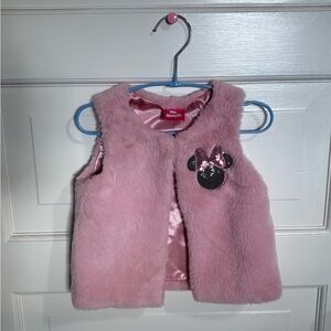 Disney Pink Faux Fur Vest with Character Patch
